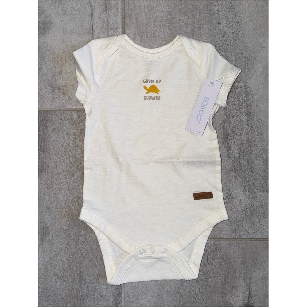 Robeez Cream One-Piece Bodysuit with Yellow Turtle Detail 3-6M